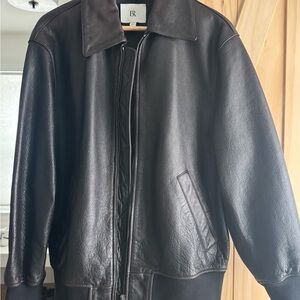 Banana Republic Men's Dark Brown Leather Bomber Jacket